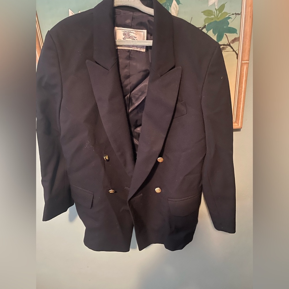 Vintage Burberry Classic Black Blazer with Gold Accents
